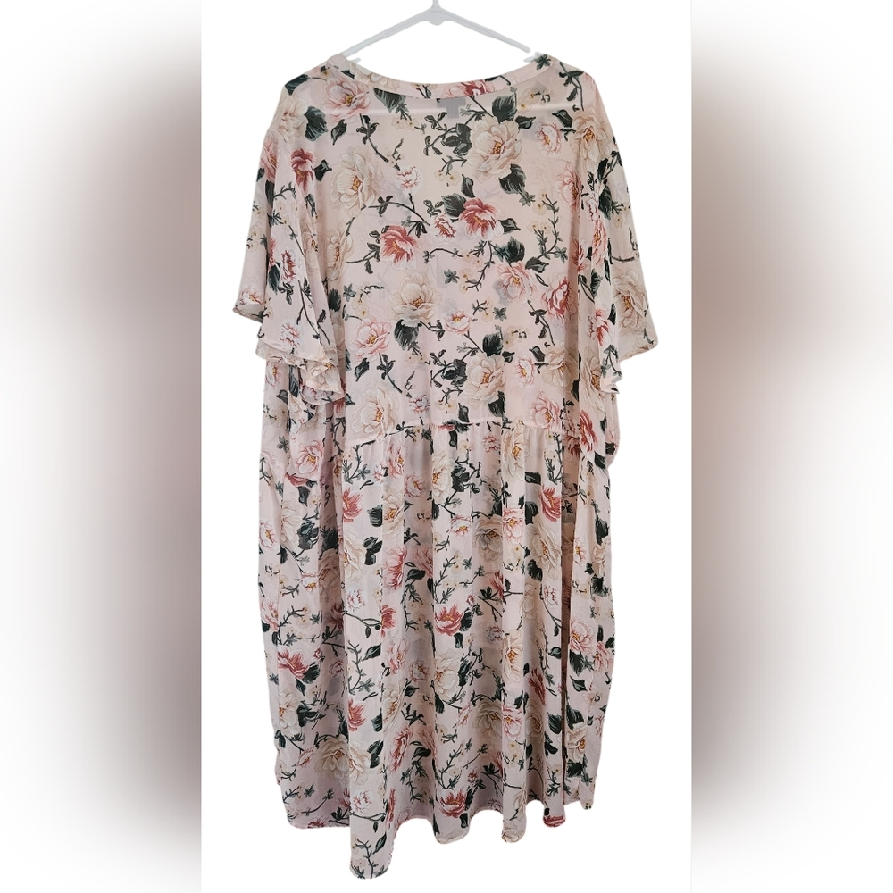 Torrid Light Pink Floral Chiffon Hi-Lo Babydoll /Tunic ~ Lexie ~ Size 6 - Picture 2 of 5